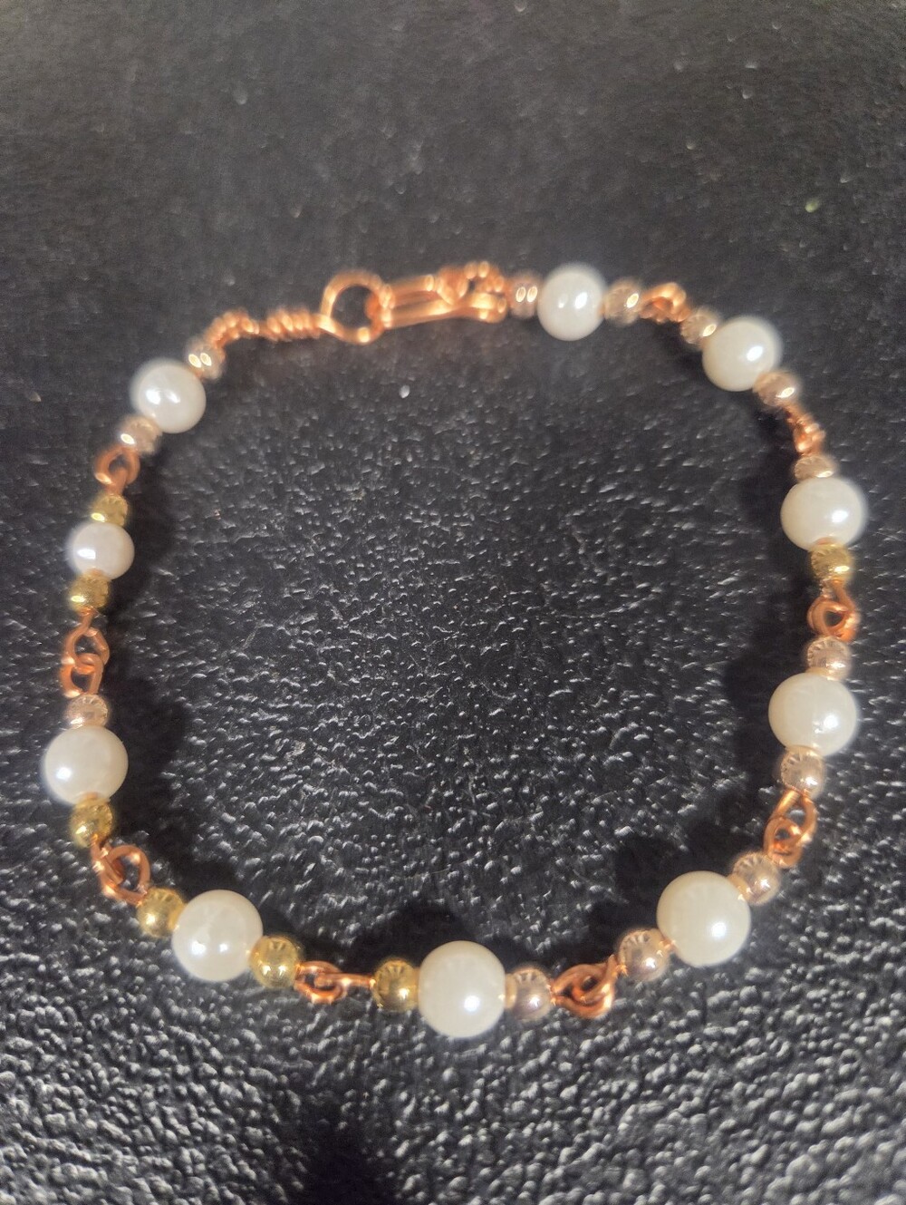 Handcrafted Pearl and Mixed-Metal Bracelet - with Rose Gold Accents